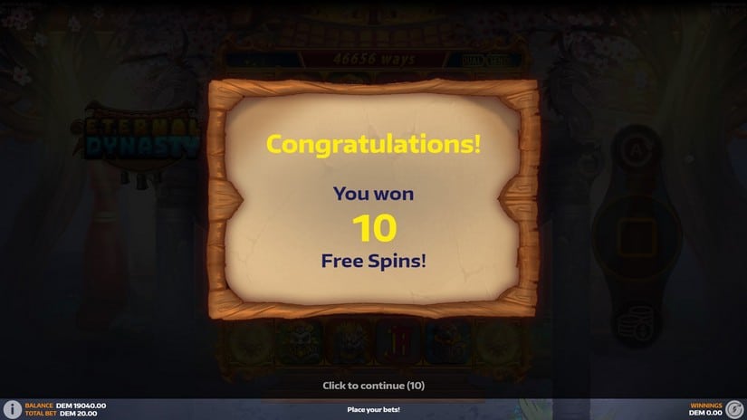 Eternal Dynasty slot screen 2