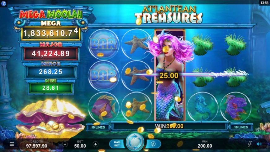 Atlantean Treasures Mega Moolah slot screen 2