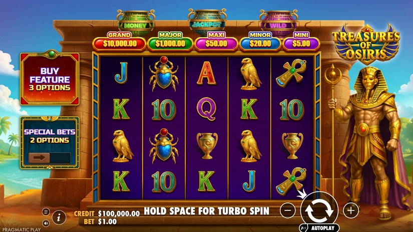 Treasures of Osiris slot screen 1