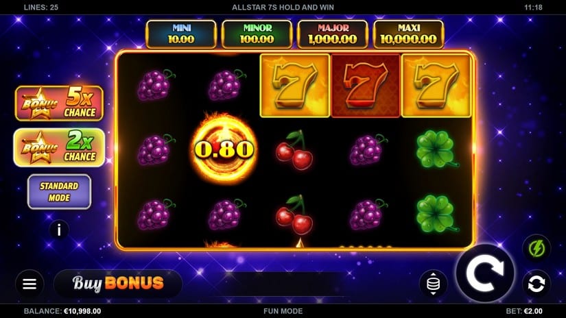 AllStar 7s Hold and Win slot screen 1