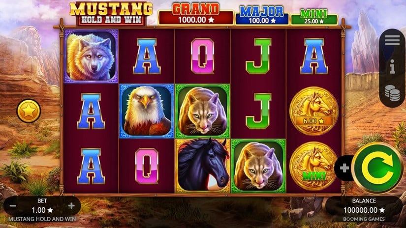 Mustang Hold and Win slot screen 1