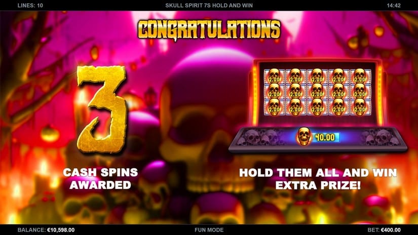 Skull Spirit 7s Hold and Win slot screen 2