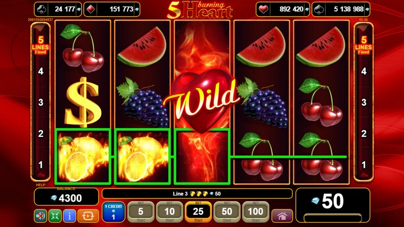 5 Burning Heart slot screen 4