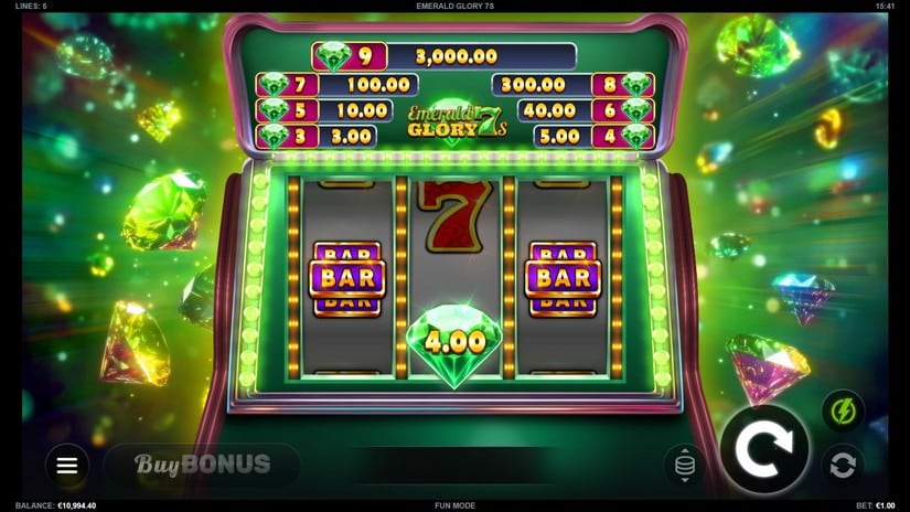 Emerald Glory 7s slot screen 2