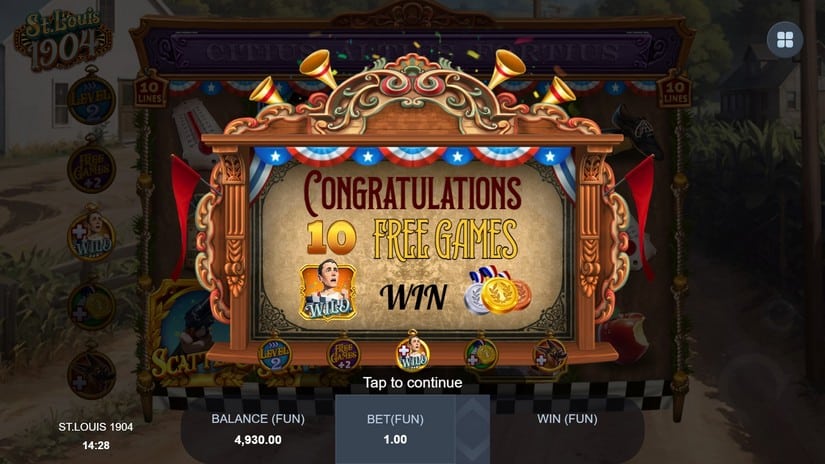 St. Louis 1904 slot screen 3