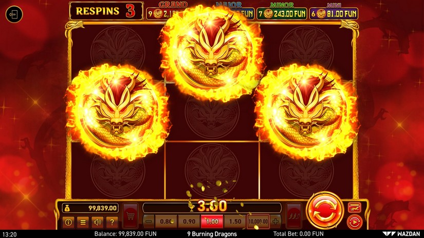 9 Burning Dragons slot screen 3