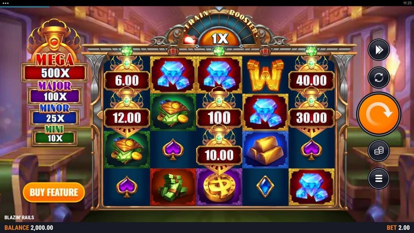 Blazin’ Rails slot screen 1