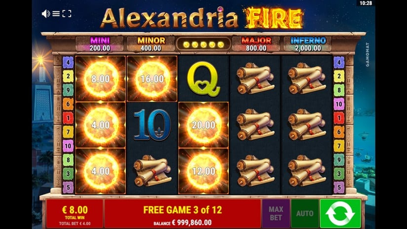 Alexandria Fire slot screen 6