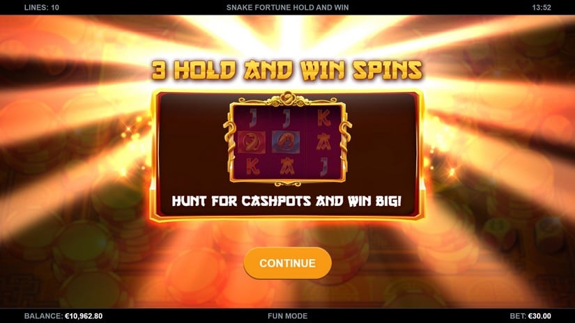 Snake Fortune Hold and Win slot screen 2