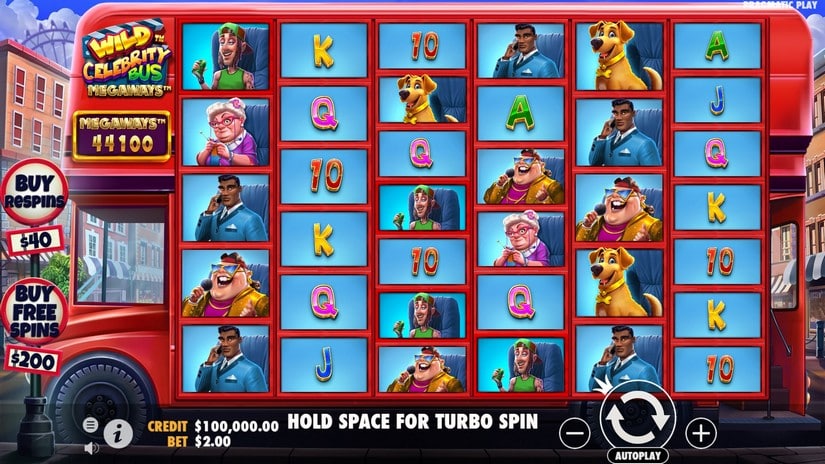 Wild Celebrity Bus Megaways slot screen 1