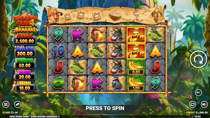 King Kong Cash Even Bigger Bananas 4 slot screen 1