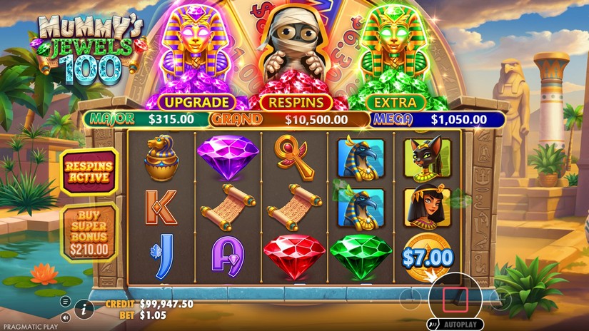Mummy’s Jewels 100 slot screen 2
