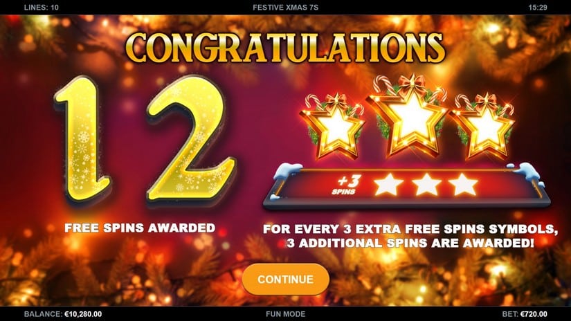 Festive Xmas 7s slot screen 3