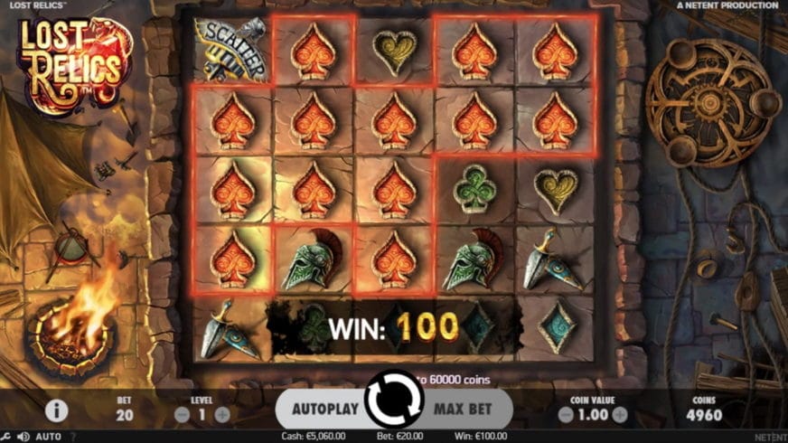 Lost Relics slot screen 1