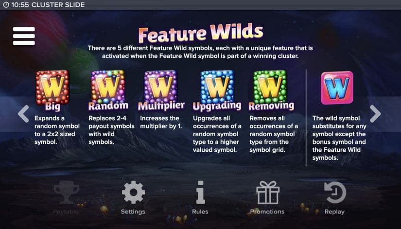 Cluster Slide slot screen 6