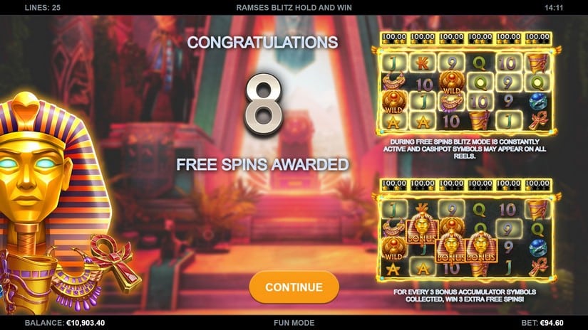 Ramses Blitz Hold and Win slot screen 2