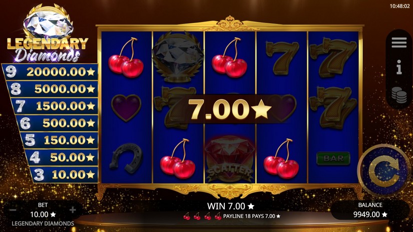 Legendary Diamonds slot screen 2