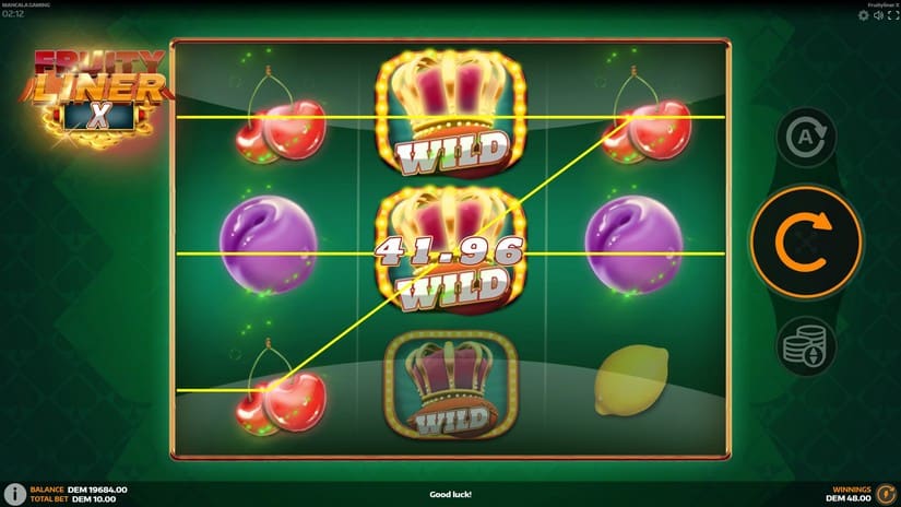 Fruityliner X slot screen 2