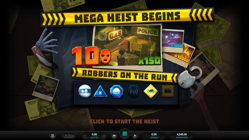 Mega Heist slot screen 3