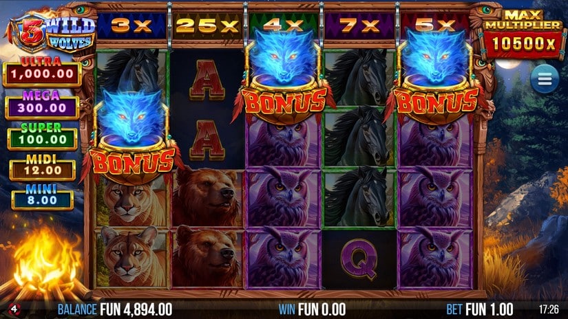 5 Wild Wolves slot screen 3