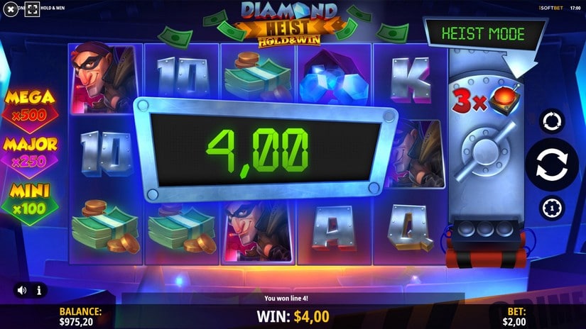 Diamond Heist Hold & Win slot screen 2