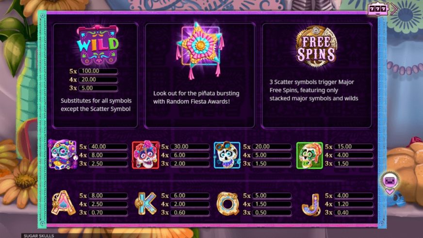 Sugar Skulls slot screen 2