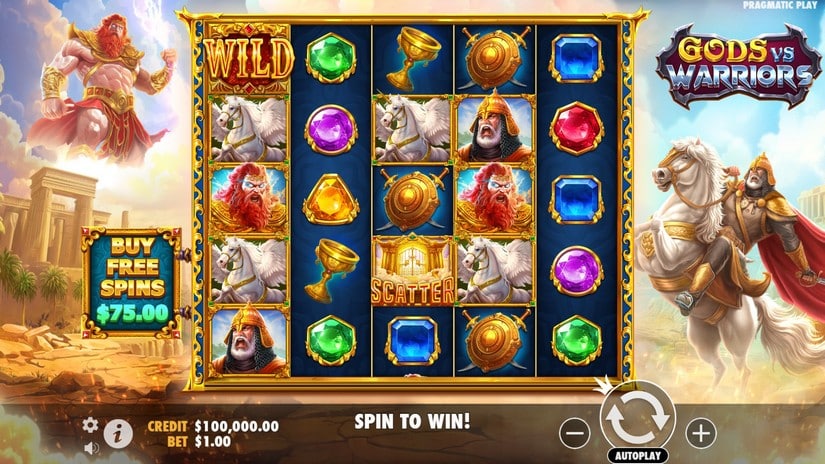 Gods vs Warriors slot screen 1