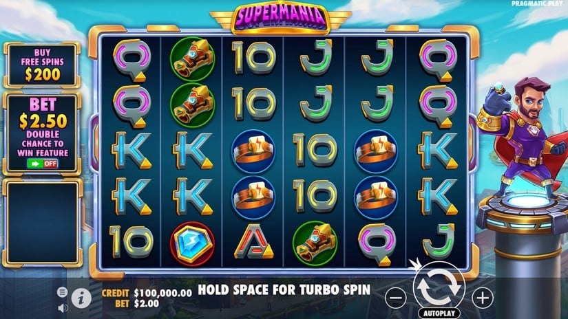 Supermania slot screen 1