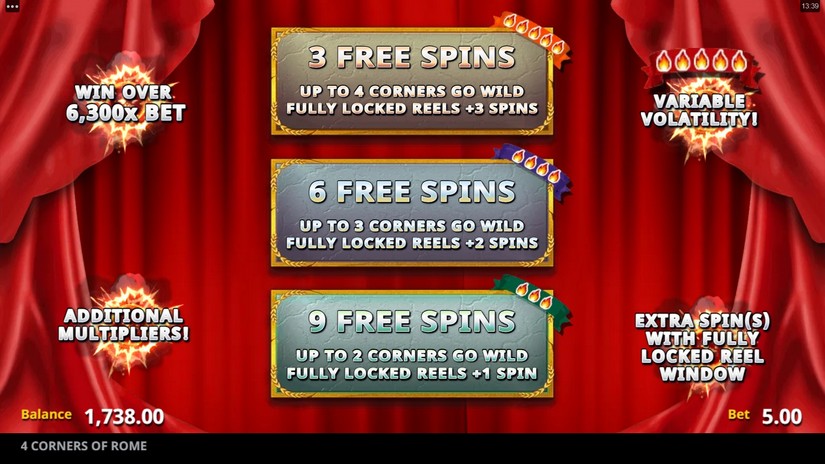 4 Corners Of Rome slot screen 4