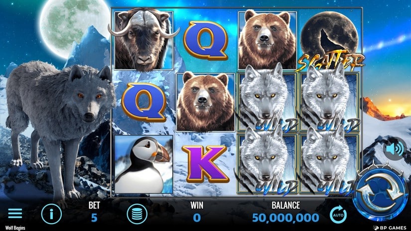 Wolf Begins slot screen 1