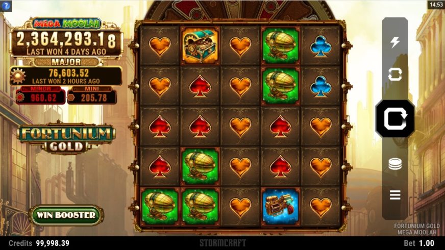 Fortunium Gold Mega Moolah slot screen 1