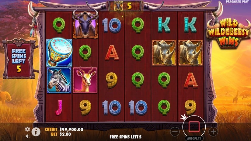 Wild Wildebeest Wins slot screen 4