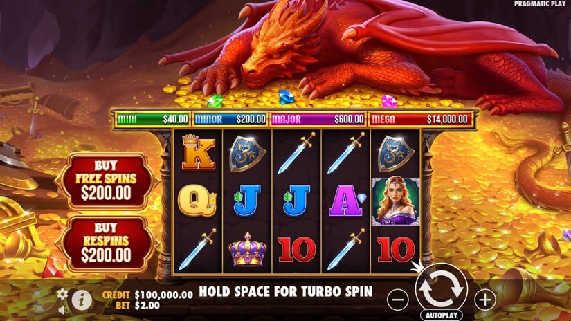Sleeping Dragon slot screen 1