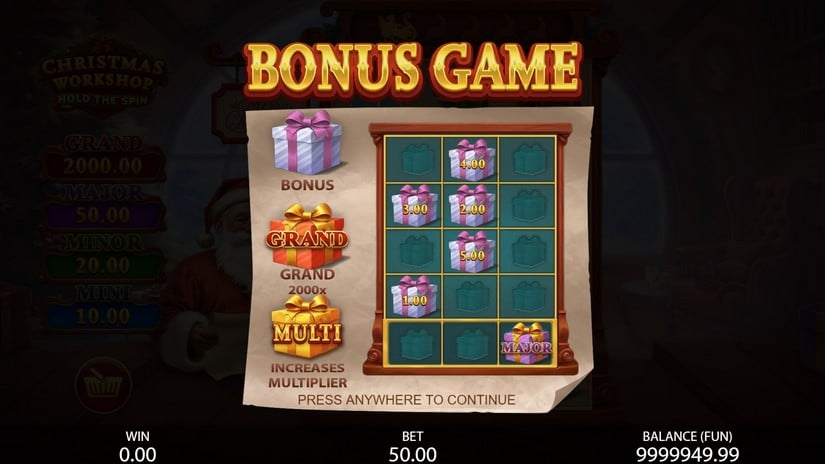 Christmas Workshop: Hold the Spin slot screen 3