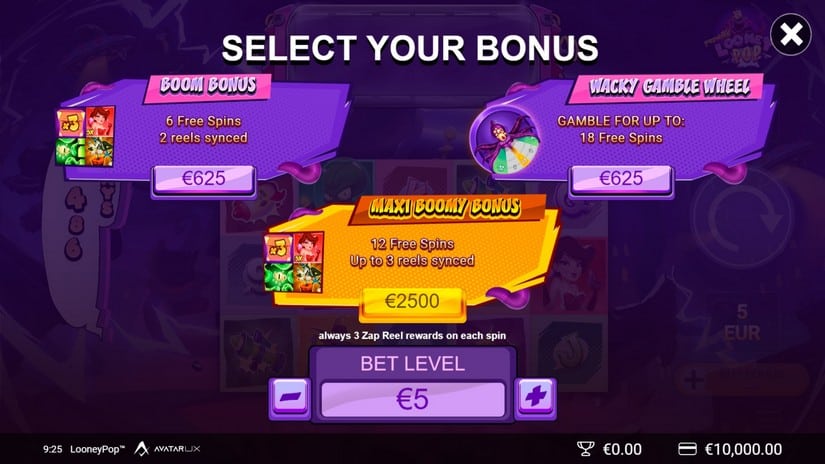 LooneyPop slot screen 2
