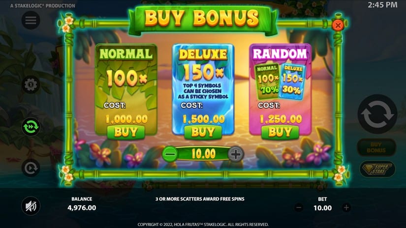 Hola Frutas slot screen 3