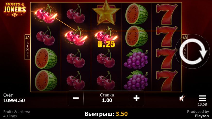 Fruits and Jokers: 40 lines slot screen 2