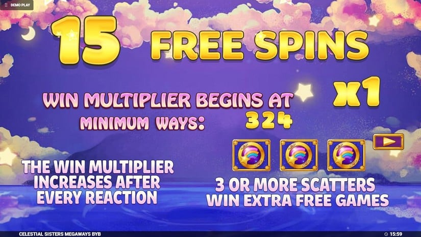 Celestial Sisters Megaways slot screen 2