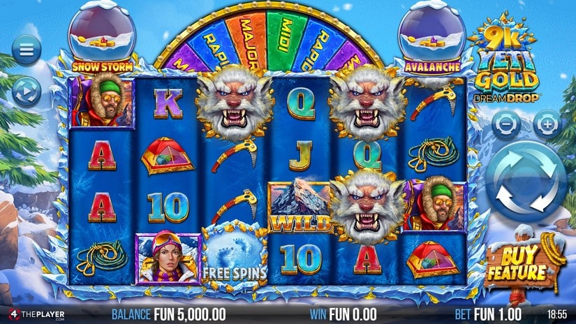 9K Yeti Gold Dream Drop slot screen 1