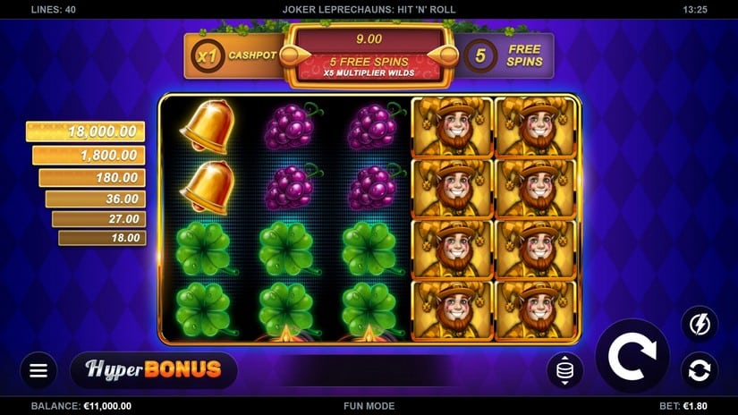 Joker Leprechauns Hit-N-Roll slot screen 1