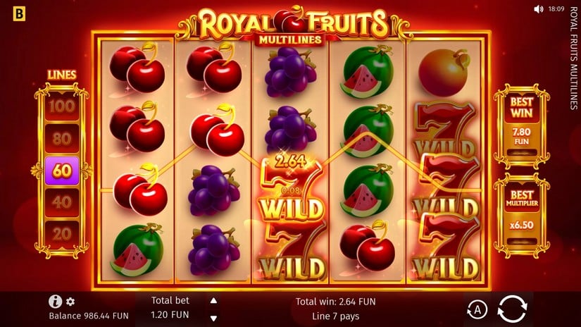 Royal Fruits MultiLines slot screen 3