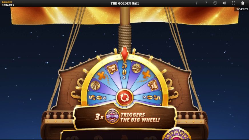 The Golden Sail slot screen 3