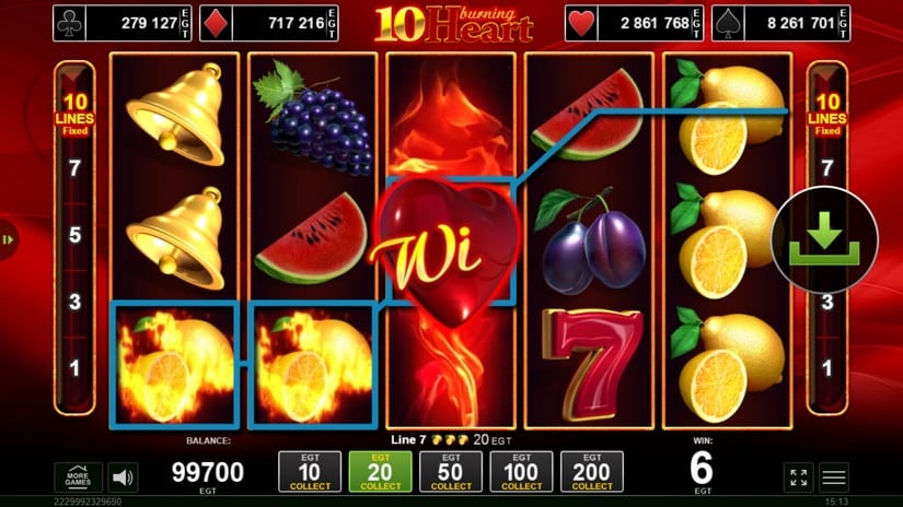 10 Burning Heart slot screen 2