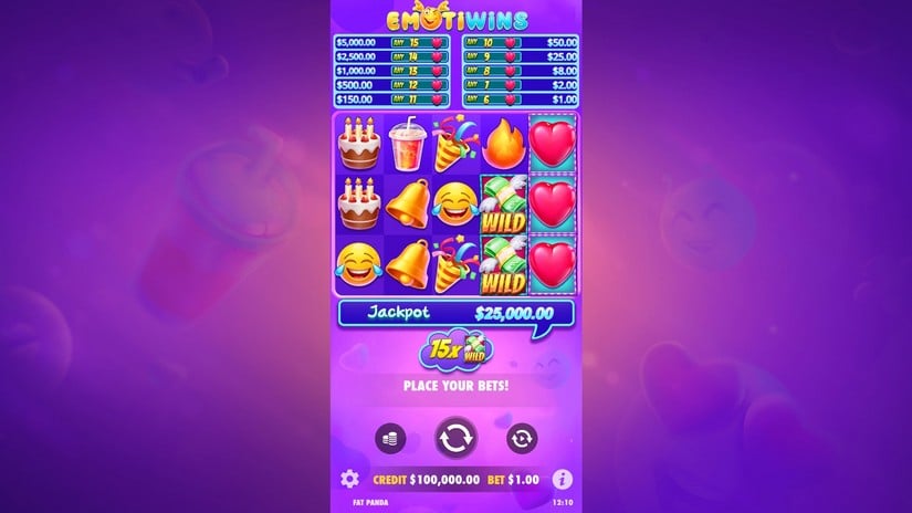 Emotiwins slot screen 1