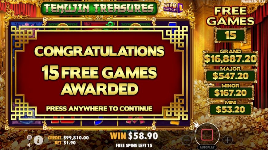 Temujin Treasures slot screen 3