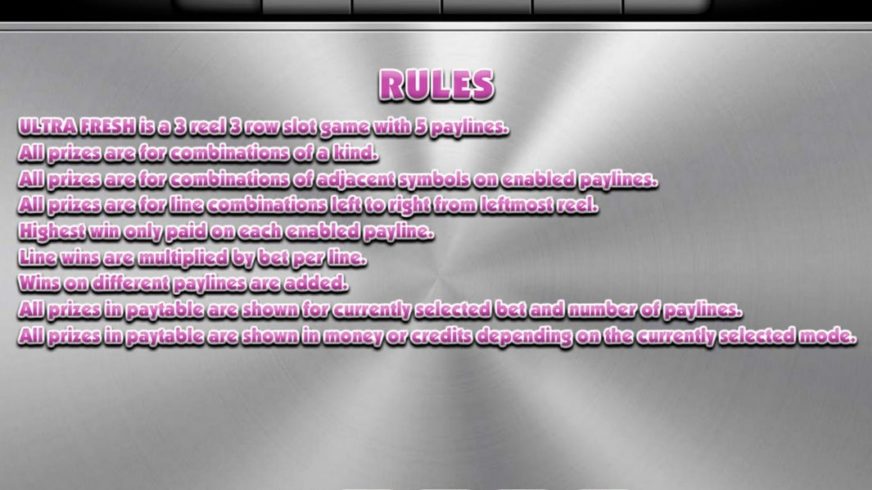 Ultra Fresh slot screen 3