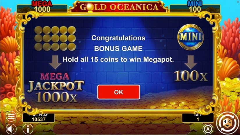 Gold Oceanica Hold And Win slot screen 4