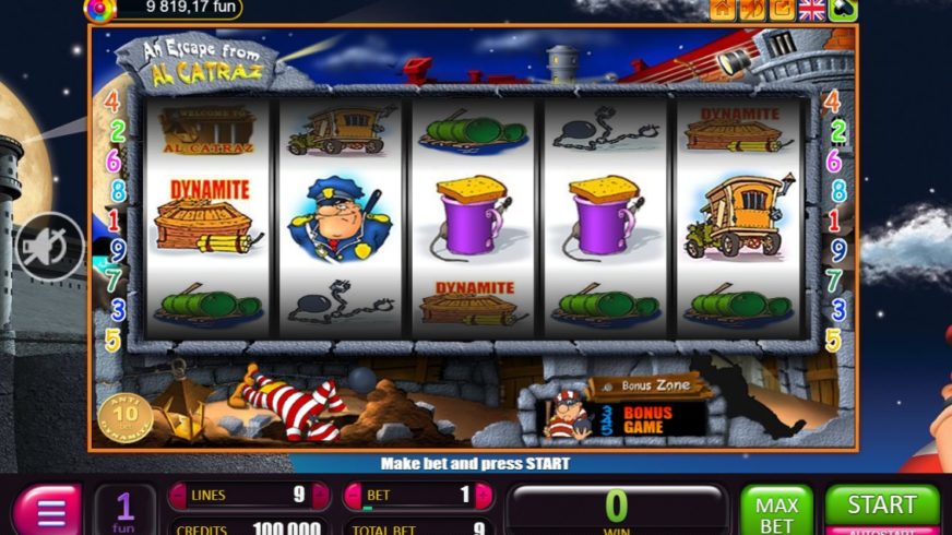 An Escape from Alcatraz slot screen 1