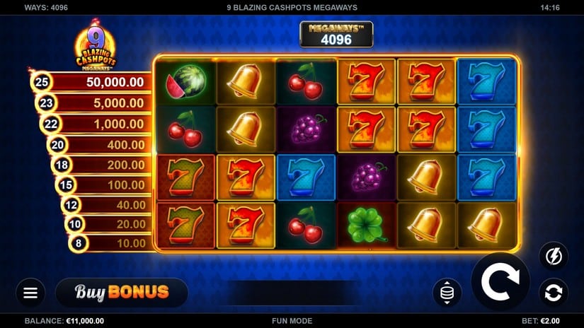 9 Blazing Cashpots Megaways slot screen 1