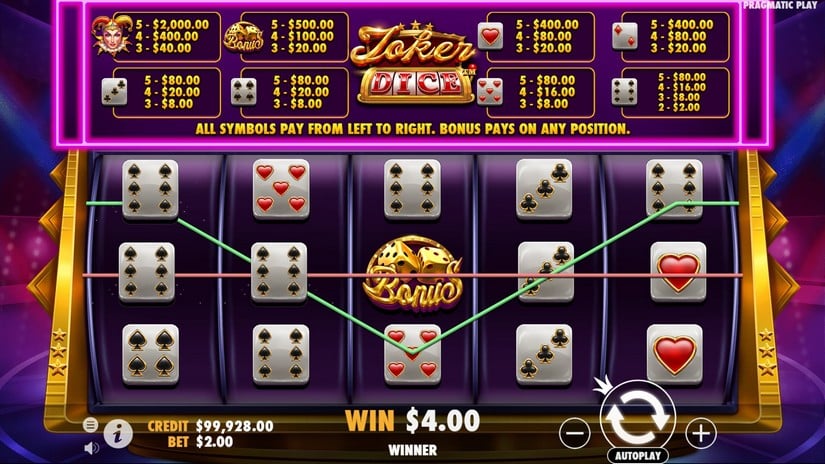 Joker’s Jewels Dice slot screen 3